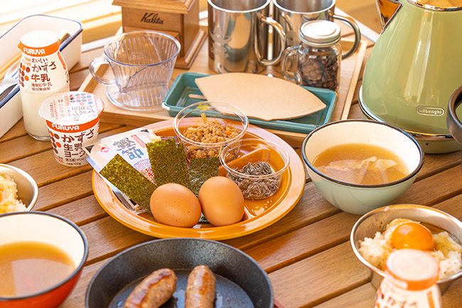 多古米・あじさい卵のご朝食